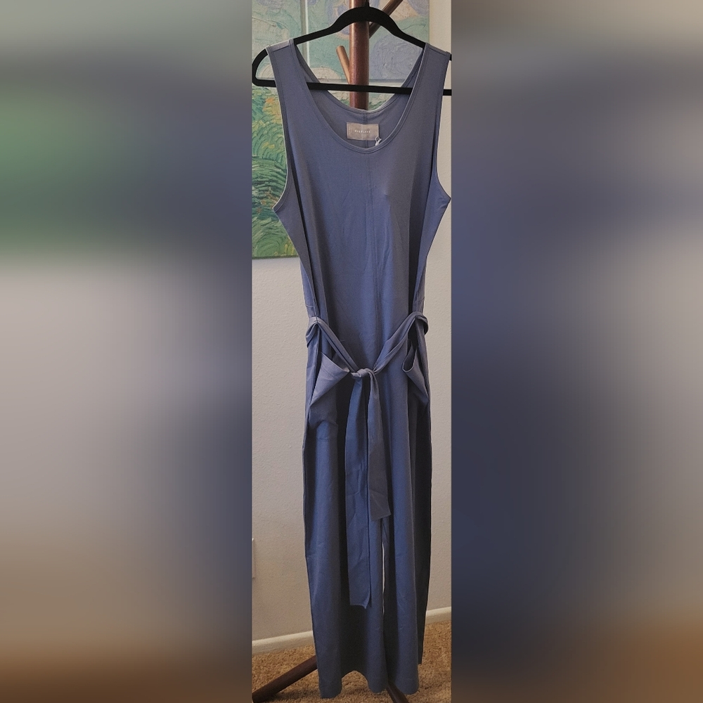 Everlane Blue Sheath Dress Sleeveless Scoop Neck